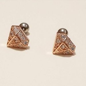Unisex Stainless Steel Diamond Shape Earrings